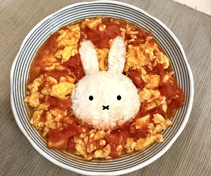 兔兔造型茄汁饭，家常料理作品